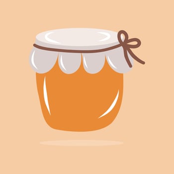 A jar of pumpkin jam isolated on an orange background. vector