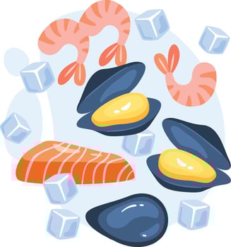 Seafood Mix On Ice vector