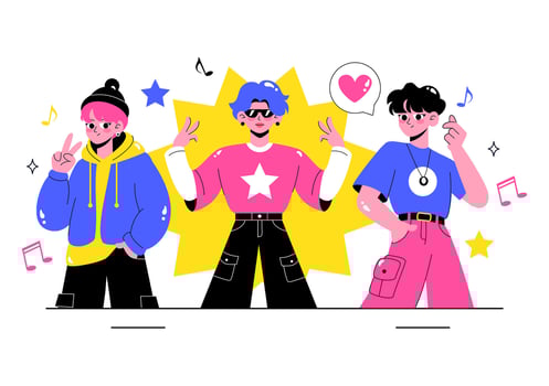 Colorful youth characters with stylish outfits vector