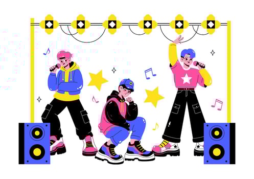 Young singers performing on stage illustration vector