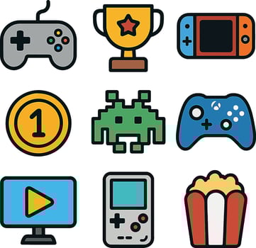 gaming icons set game elements collection vector