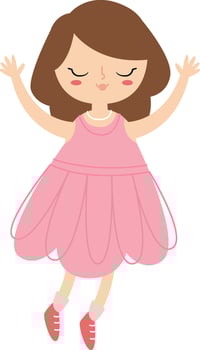 Girl In Dress Dancing Flat Illustration vector