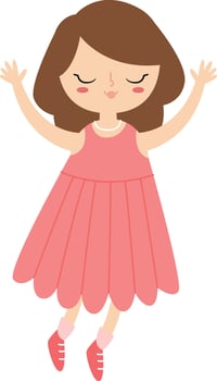 Girl In Dress Dancing Flat Illustration Icon vector