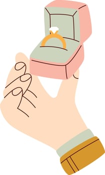 Hand Holding Wedding Ring Box vector