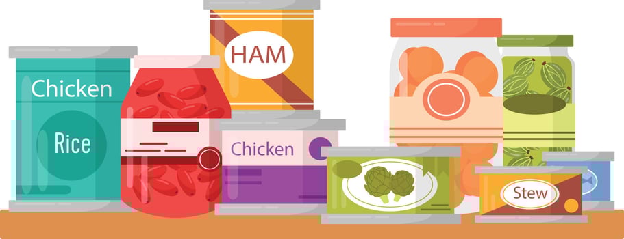 Canned Food On Shelf Illustration vector