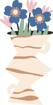 Abstract Vase With Flowers vector