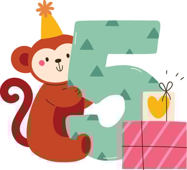 5 Birthday Monkey Number vector