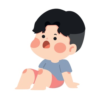Cartoon boy sitting with mouth open vector