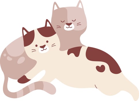 Cats Couple Lying vector