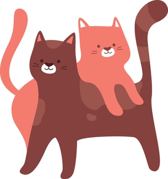 Cats Couple Hugging Flat Illustration Hand Drawn Icon vector