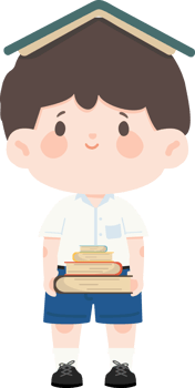 A boy holding books and standing png