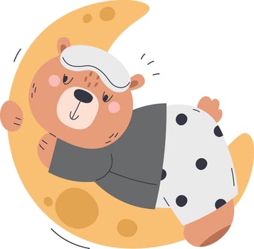 Bear Sleeping On Moon vector