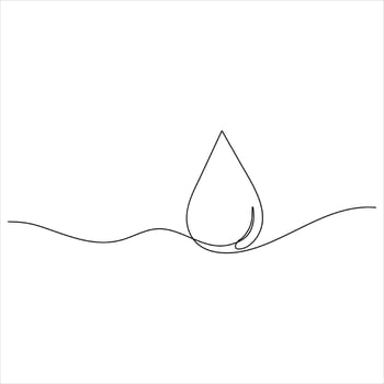 Continuous one line drawing water drop shape symbol illustration in simple outline sketch style for modern design vector