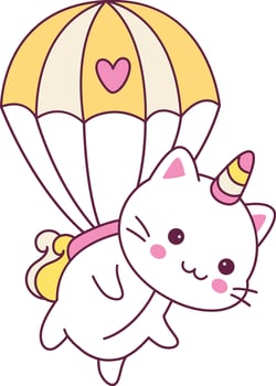 Cat Unicorn On Parachute vector