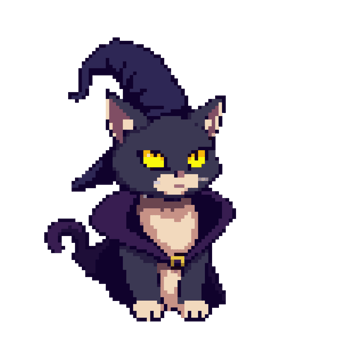 Pixel Art A Wizard Cat with Dark Magic Vibes png