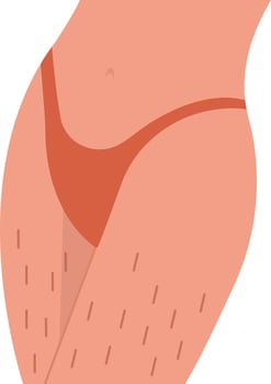 Woman Hair Body Positive Legs Flat Illustration Hand Drawn Icon vector