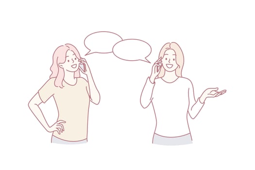 Phone talk, communication, chatting concept vector