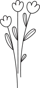 Flowers Bouquet Outline Flat Illustration Icon vector