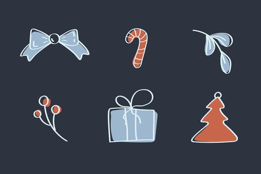 Minimalist Christmas Clipart Collection Simple Holiday Icons for Cards, Invitations, and Web Design vector