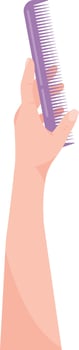 Hand Holding Hair Comb Flat Illustration Hand Drawn Icon vector