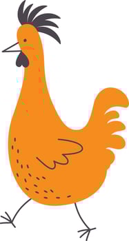 Rooster Funny Bird Flat Illustration vector