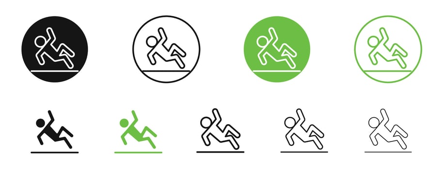 Accident icons in black and green colors. pack vector