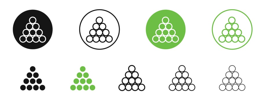 Ball pile icons in black and green colors. pack vector