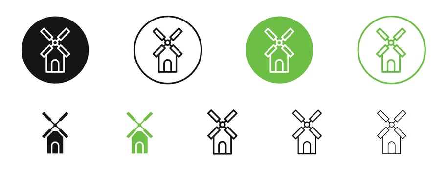 Mill sign icons in black and green colors. pack vector