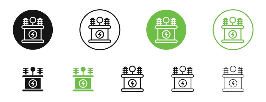 Transformer icons in black and green colors. pack vector