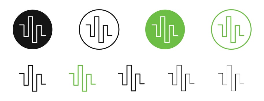 Wave square icons in black and green colors. pack vector