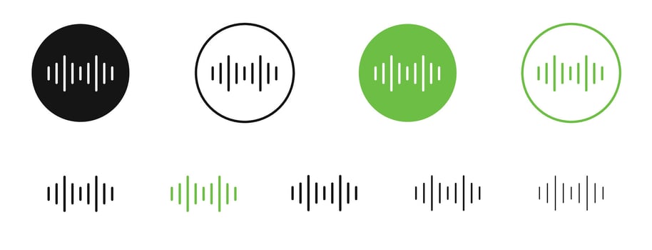 Waveform icons in black and green colors. pack vector