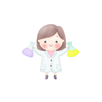 Adorable Cartoon Girl Scientist Holding Beakers Watercolor Illustration. png