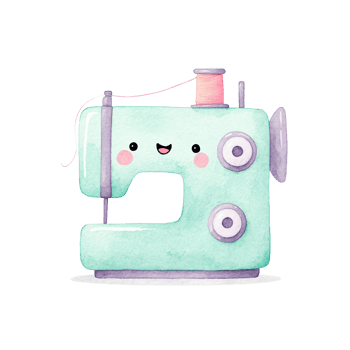 Cute Kawaii Sewing Machine Watercolor Illustration. png