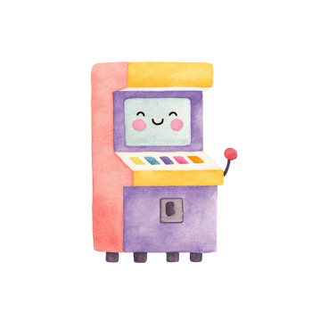 Cute Watercolor Arcade Machine Illustration. png