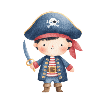 Cute Watercolor Pirate Boy Illustration Childrens Illustration. png