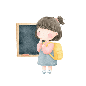 Back to School Watercolor Illustration Cute Girl with Backpack. png