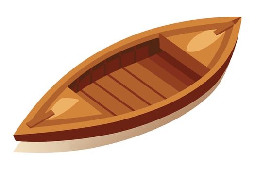 Serene Wooden Rowboat on Calm Water, Isolated Illustration, Peaceful Aquatic Scene, Nautical Design Element - Professional digital artwork with vibrant colors and detailed composition vector