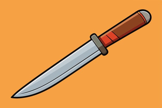 Sharp, Stylish Dagger Illustration A Cool, Intriguing Knife Design on an Orange Background - Professional digital artwork with vibrant colors and detailed composition vector