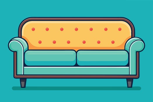 Stylish Teal and Yellow Sofa Design A Relaxing and Comfortable Living Room Accent - Professional digital artwork with vibrant colors and detailed composition vector