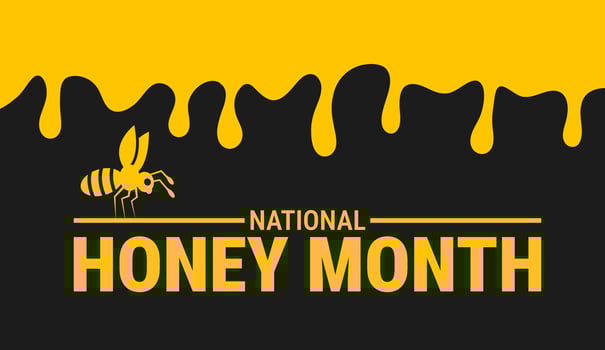 National Honey Month background, banner, card or poster design template is observed every year during September, to raise awareness about the mission. illustration vector