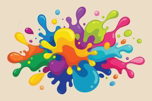 Vibrant Rainbow Paint Splatter Explosion Joyful, Energetic Abstract Artwork Background - Professional digital artwork with vibrant colors and detailed composition vector
