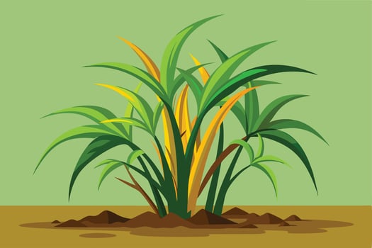 Lush Green Tropical Plant Growing in Rich Soil Against a Serene Green Background, Displaying Vibrant Colors and a Tranquil Mood vector