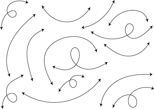 arrow dashed icon set, doodle dot line , arrows design symbols, arrows template sign background, vector
