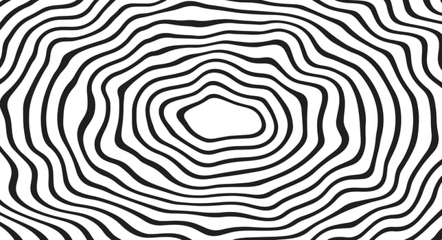 Concentric ripples of black and white abstract pattern vector