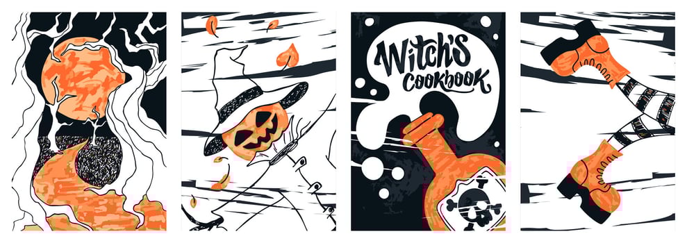 Witch's cookbook Halloween art vector