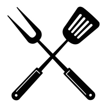 Crossed barbecue fork and spatula grill cooking vector