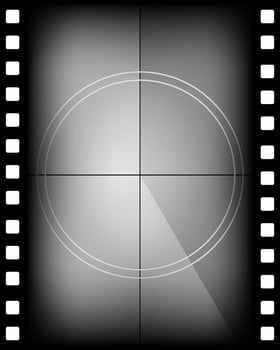 Single frame from 3x4 movie countdown with vintage filmstrip design and grunge effect. Ideal for old cinema intro, retro cut, TV clip animation or classic film leader countdown vector