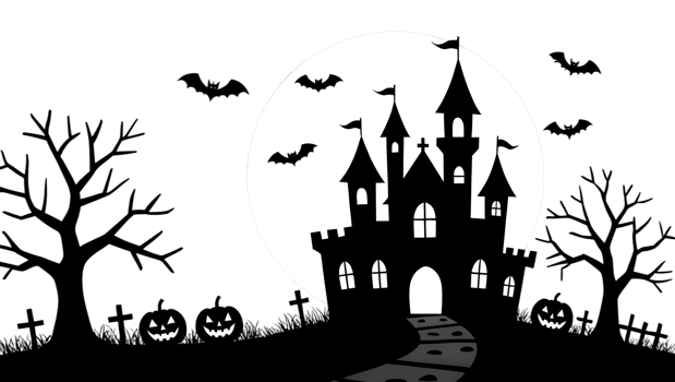 halloween castle on transparent background png