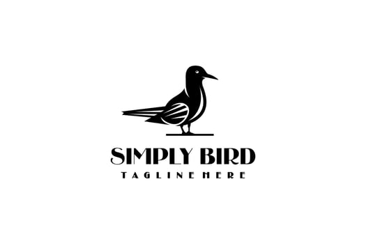Beautiful Outline Bird Animal Logotype Nature Wildlife Black Colored vector