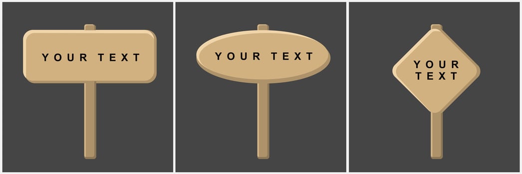 Set collection of board sign with soft brown color and negative space for text vector